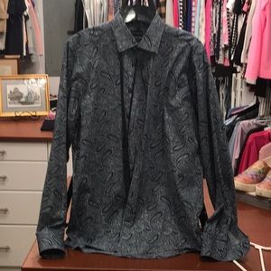 Bruun & Stengade Dress Shirt. Large. Black Paisley. Like new